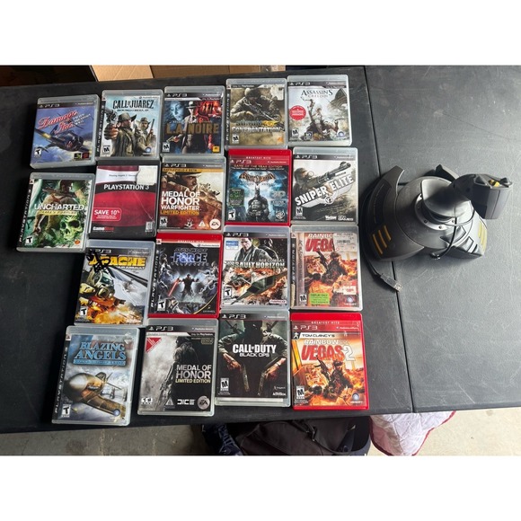 Thrustmaster Other - Thrustmaster Top Gun Joystick + PS3 Game Lot COD Batman AC3 L.A. Noire